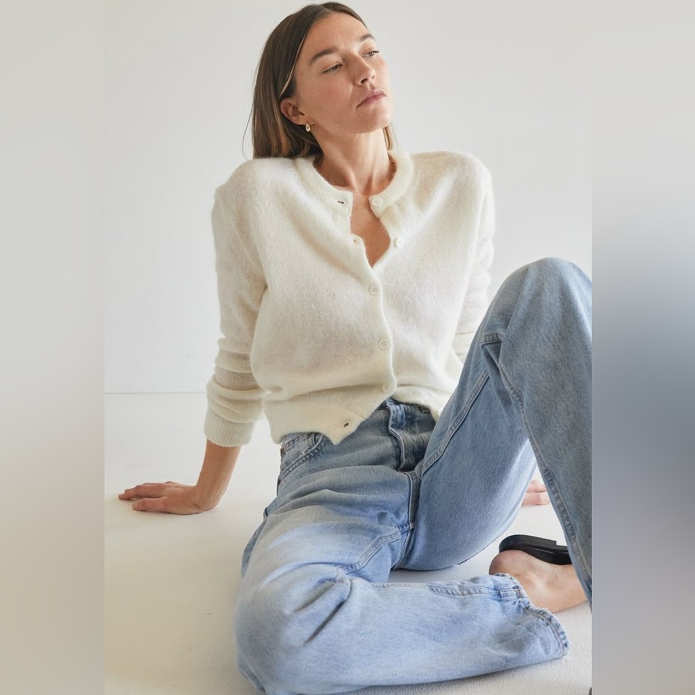 Almina Concept, Ivory  Mohair Blend Women's Cardigan